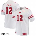 Men's Wisconsin Badgers NCAA #12 Titus Toler White Authentic Under Armour Big & Tall Stitched College Football Jersey AR31P27BY